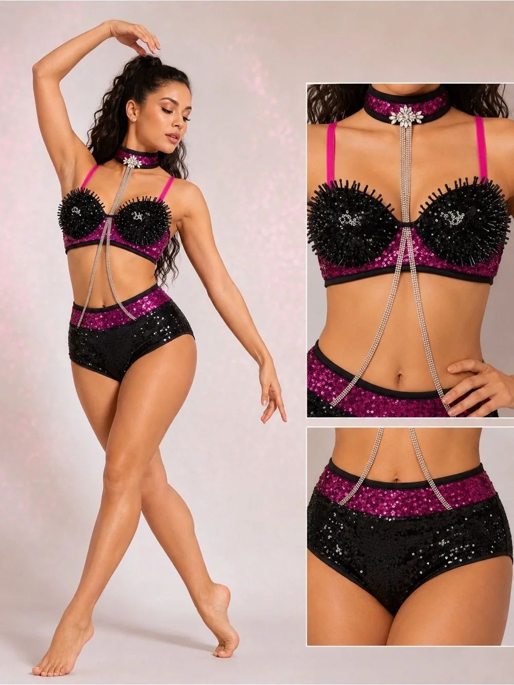 Glamour custom solo sassy sexy dance costume 2 piece contemporary jazz LC child
